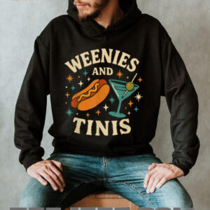 Weenies and Tinis Retro Hotdog Martini Party Art T Shirt