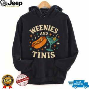 Weenies and Tinis Retro Hotdog Martini Party Art T Shirt