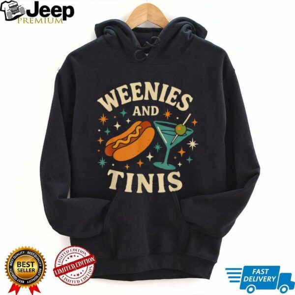 Weenies and Tinis Retro Hotdog Martini Party Art T Shirt
