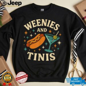 Weenies and Tinis Retro Hotdog Martini Party Art T Shirt