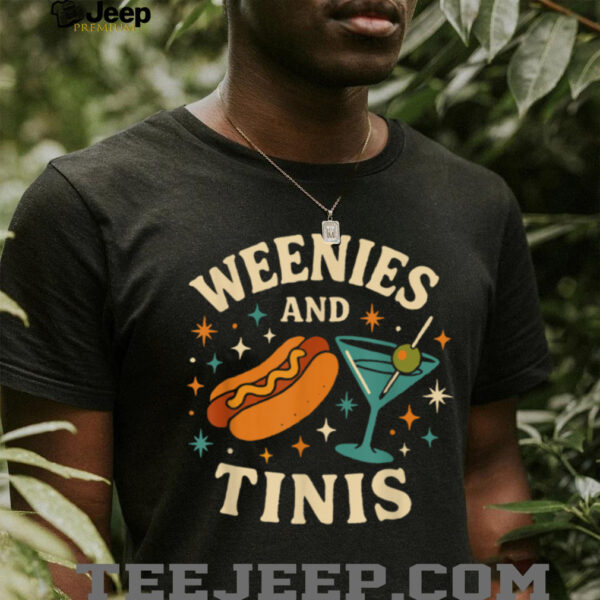 Weenies and Tinis Retro Hotdog Martini Party Art T Shirt