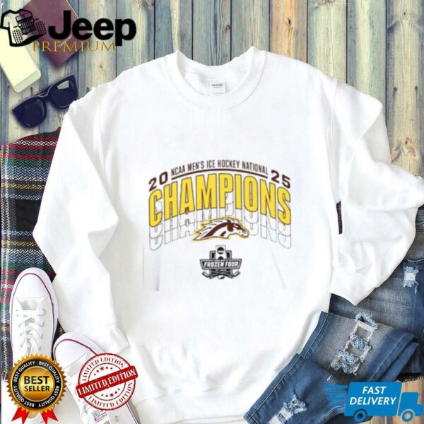 Western Michigan Broncos 2025 National Mens Hockey Champions Short Sleeve T Shirt