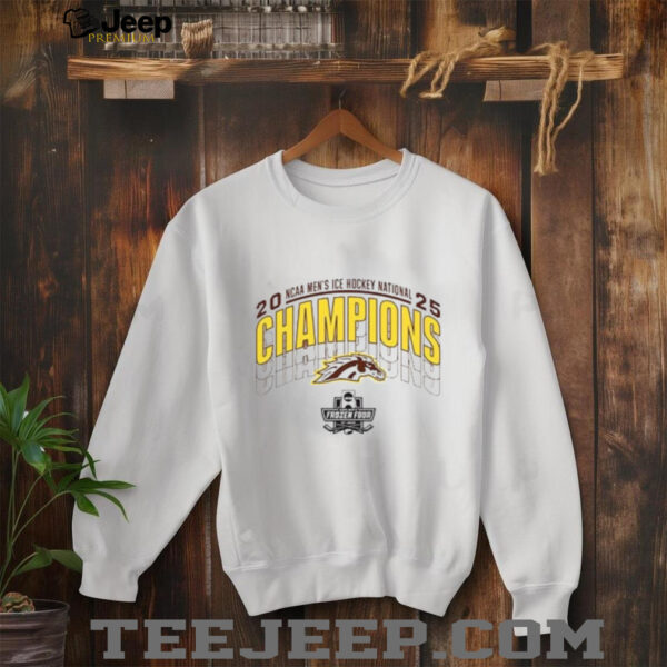 Western Michigan Broncos 2025 National Mens Hockey Champions Short Sleeve T Shirt