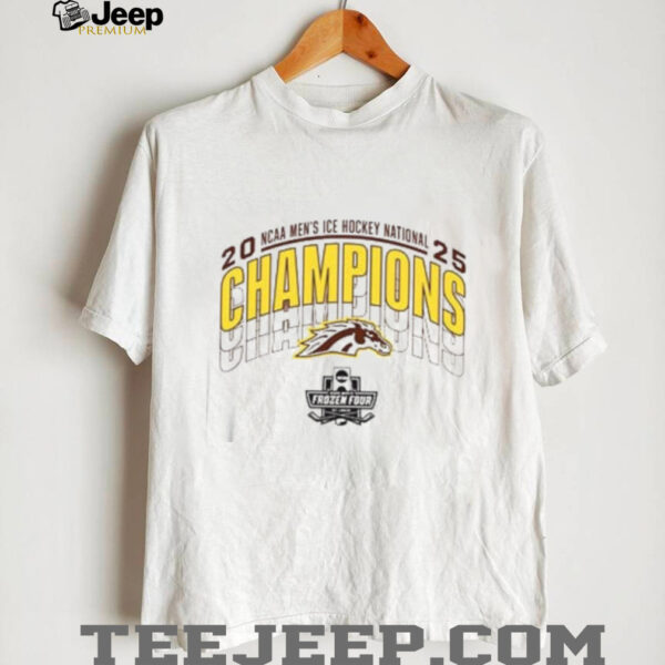 Western Michigan Broncos 2025 National Mens Hockey Champions Short Sleeve T Shirt