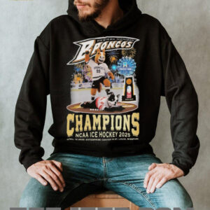 Western Michigan Broncos Stomp Boston University Terriers National NCAA Ice Hockey 2025 Champions Frozen Four Mascot Trophy T shirts
