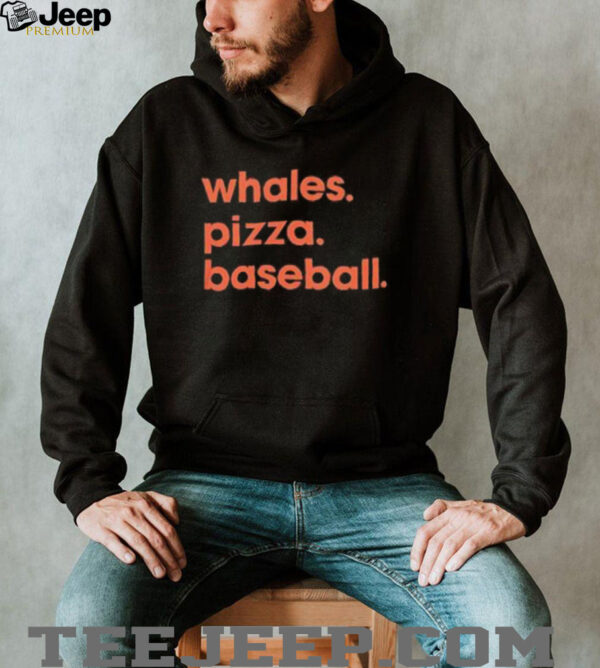Whales pizza baseball shirt