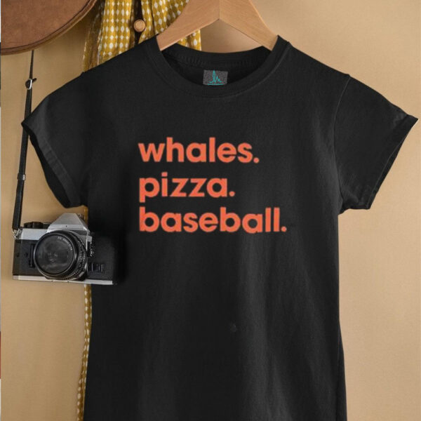 Whales pizza baseball shirt