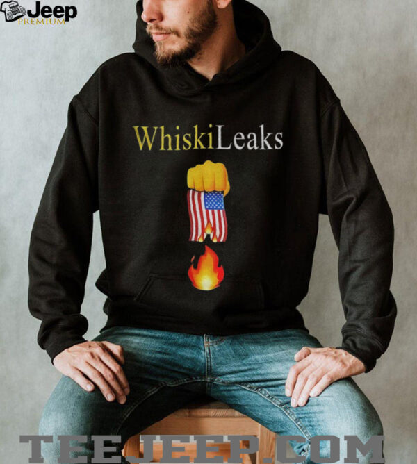 Whiskileaks fist USA flag fire shirt