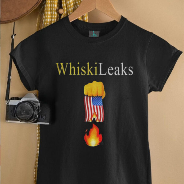 Whiskileaks fist USA flag fire shirt