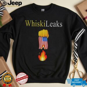 Whiskileaks fist USA flag fire shirt2