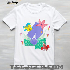 Womens Disney Ariel Numbers _4_ Fourth 4th Birthday Party Gift Shirt