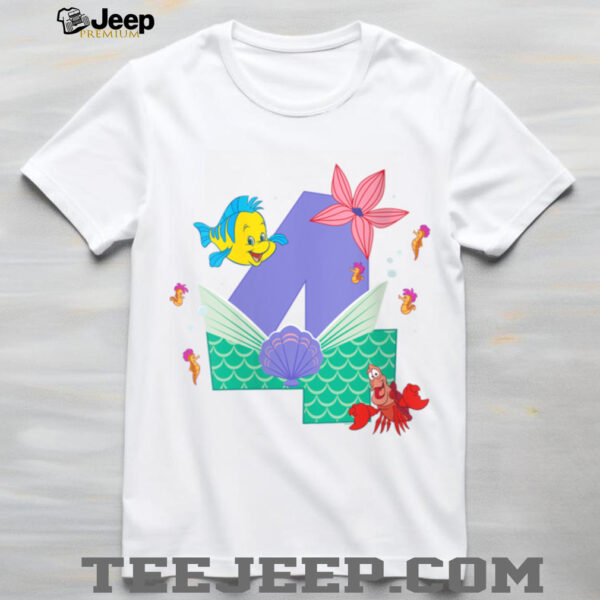 Womens Disney Ariel Numbers _4_ Fourth 4th Birthday Party Gift Shirt