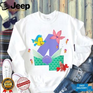 Womens Disney Ariel Numbers _4_ Fourth 4th Birthday Party Gift Shirt
