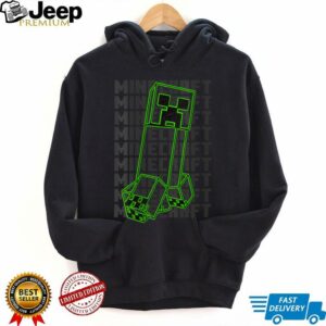 Womens Minecraft Neon Creeper With Repeating Logo Background Shirt