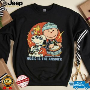Woodstock Snoopy and Charlie Brown music is the answer shirt