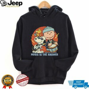 Woodstock Snoopy and Charlie Brown music is the answer shirt