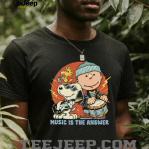 Woodstock Snoopy and Charlie Brown music is the answer shirt