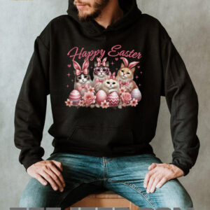 X408x6xr Cat Bunny Kids Women Happy Easter Kitty Rabbit Long Sleeve T Shirt3