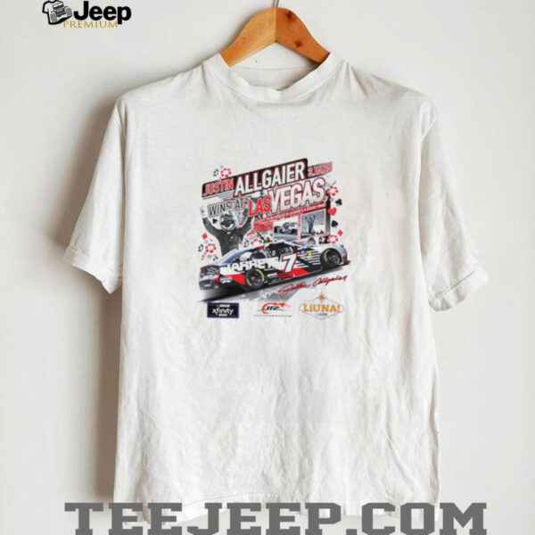 Justin Allgaier Checkered Flag Sports White 2025 Xfinity Series The LiUNA Race Winner shirt