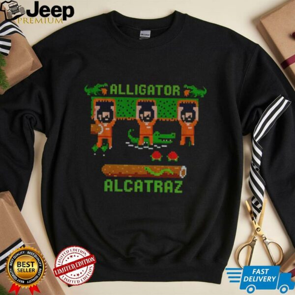Alligator Alcatraz Trump’s Escape plan pixel art retro video game parody shirt
