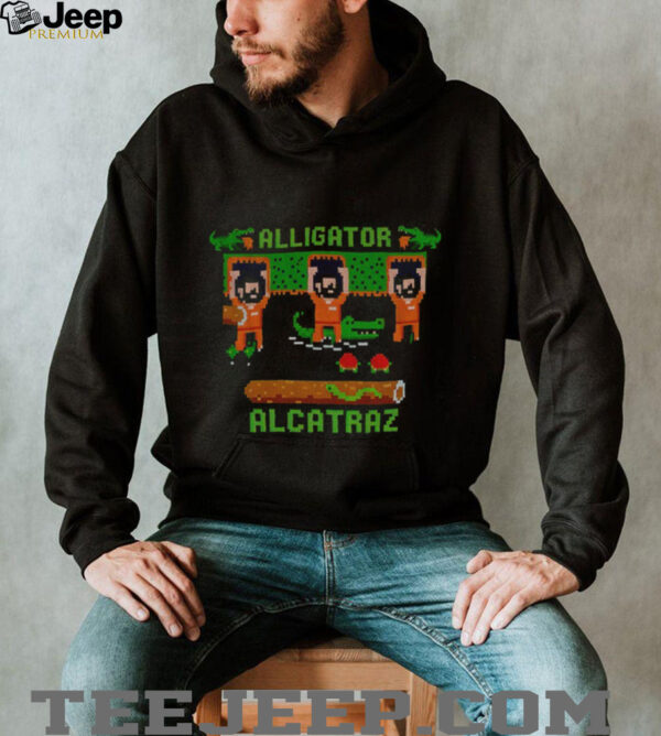 Alligator Alcatraz Trump’s Escape plan pixel art retro video game parody shirt