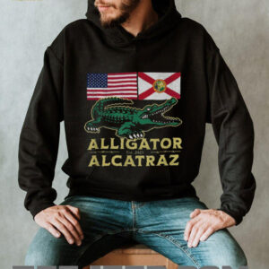 Alligator Alcatraz with US flag and Florida state flag shirt