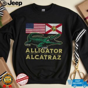 Alligator Alcatraz with US flag and Florida state flag shirt