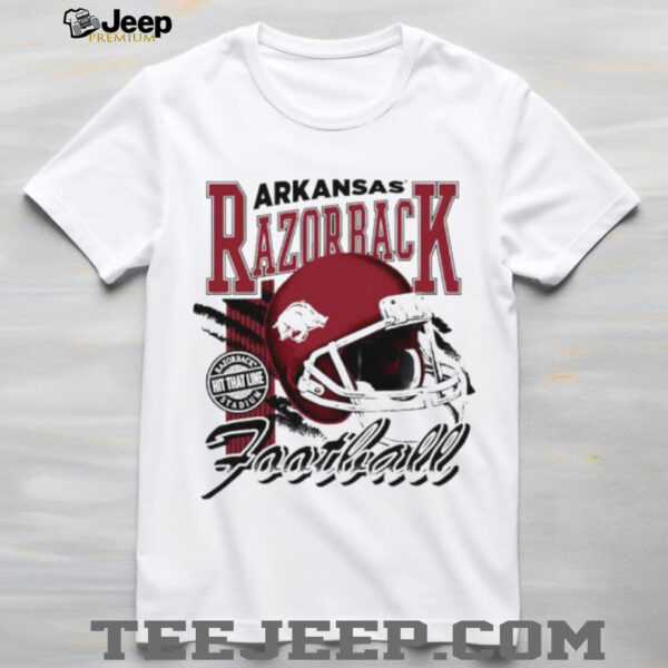 Arkansas Razorbacks hit that line varsity helmet shirt