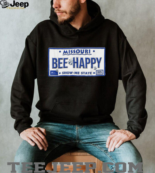BEE Happy Missouri License Plate Cute Bee Graphic Design