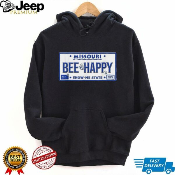 BEE Happy Missouri License Plate Cute Bee Graphic Design