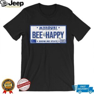 BEE Happy Missouri License Plate Cute Bee Graphic Design