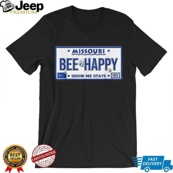 BEE Happy Missouri License Plate Cute Bee Graphic Design