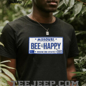 BEE Happy Missouri License Plate Cute Bee Graphic Design