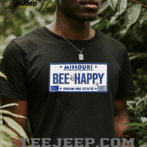BEE Happy Missouri License Plate Cute Bee Graphic Design