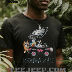 Bluey and Philadelphia Eagles driving a car funny shirt