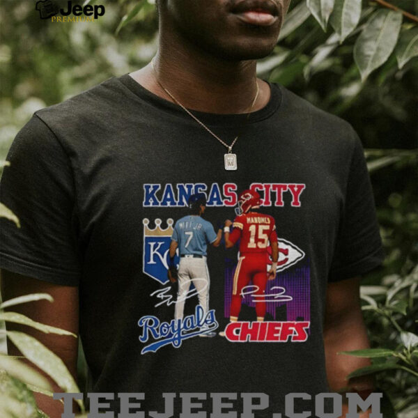 Bobby Witt Jr. Kansas City Royals x Patrick Mahomes Kansas City Chiefs signature sports shirt