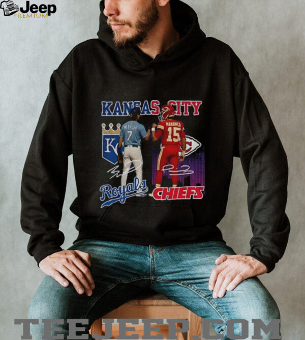 Bobby Witt Jr. Kansas City Royals x Patrick Mahomes Kansas City Chiefs signature sports shirt