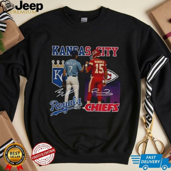 Bobby Witt Jr. Kansas City Royals x Patrick Mahomes Kansas City Chiefs signature sports shirt
