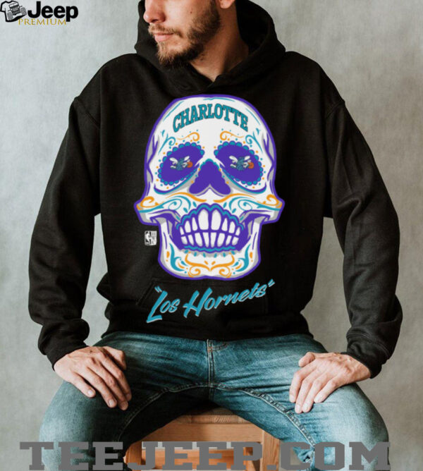 Charlotte Hornets Mitchell & Ness Hardwood Classics Sugar Skull Hometown Shirt