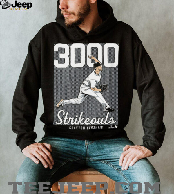 Clayton Kershaw   3,000 Strikeouts   Los Angeles Baseball T Shirt