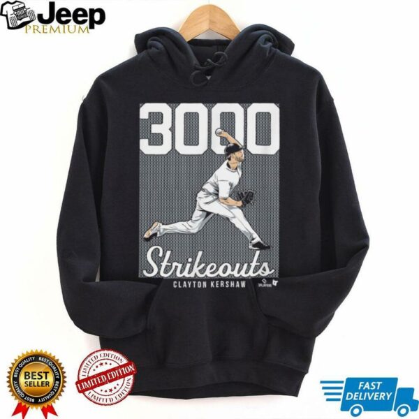 Clayton Kershaw   3,000 Strikeouts   Los Angeles Baseball T Shirt
