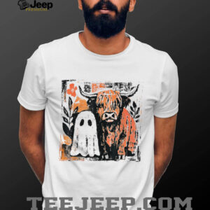 Cute Highland Cows Lovers Cow Ghost Spooky Western Halloween Shirt