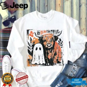 Cute Highland Cows Lovers Cow Ghost Spooky Western Halloween Shirt