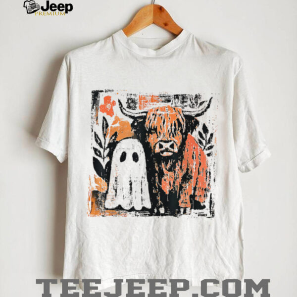 Cute Highland Cows Lovers Cow Ghost Spooky Western Halloween Shirt