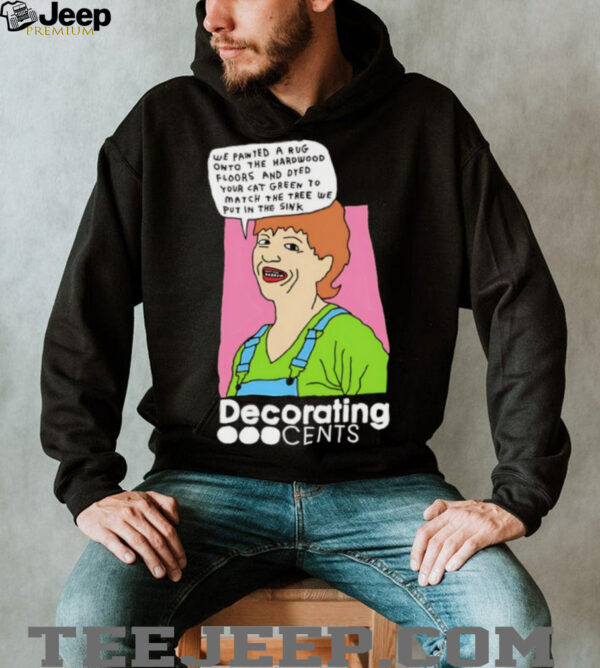 Decorating Cents we painted a rug onto the hardwood floors and dyed your cat green shirt