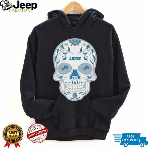 Detroit Lions Skull Printed Vintage Men’s Oversized Shirt