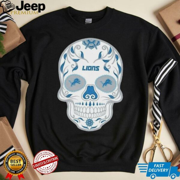 Detroit Lions Skull Printed Vintage Men’s Oversized Shirt