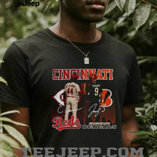 Elly De La Cruz Cincinnati Reds Joe Burrow Cincinnati Bengals signature sports shirt