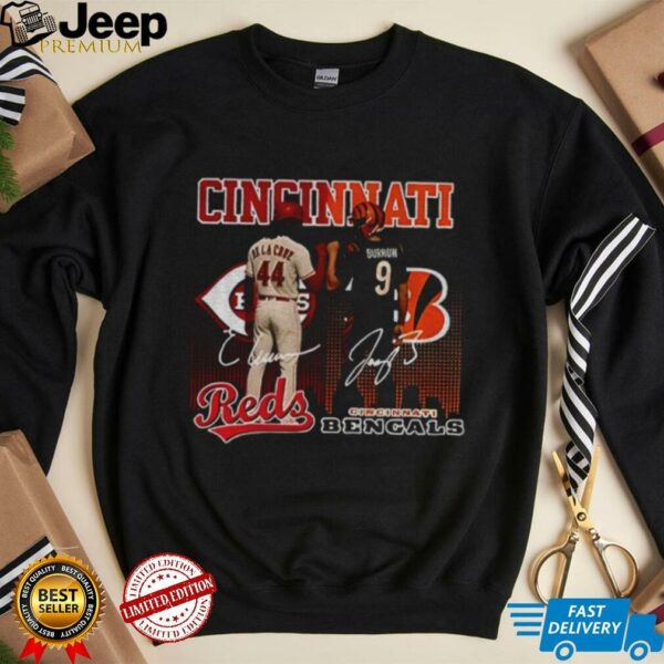 Elly De La Cruz Cincinnati Reds Joe Burrow Cincinnati Bengals signature sports shirt