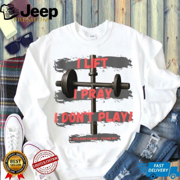 Faith Over Failure   Barbell Cross, Christian Gym Message Shirt